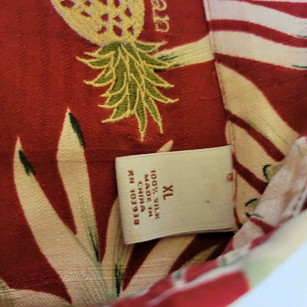 Caribbean XL Silk Hawaiian‎ Shirt Red Floral Button Up